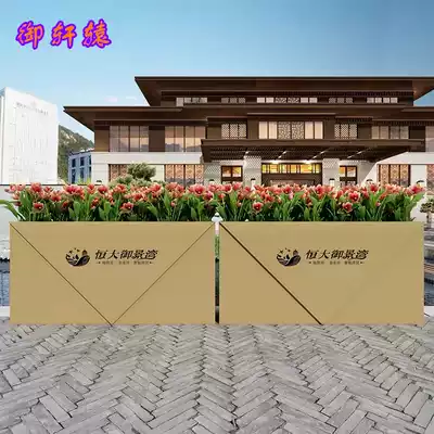 Outdoor wrought iron flower box Commercial Street square planting flower bed rectangular flower trough real estate fence partition Flower Pool