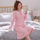 Nanjiren pure cotton long-sleeved women's nightgown Korean style long over-the-knee pajamas spring and autumn cotton loose large size home clothes