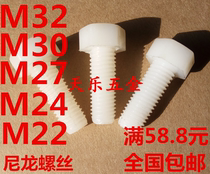 Hexagon nylon screws plastic screws insulated screws high temperature resistant bolts M22 m24 can be customized