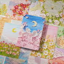 Creative Oil Painting Postcard Illustrator Hand-painted Wind Festival Romantic Healing Greeting Cards Message Wall Decorative Card Gifts