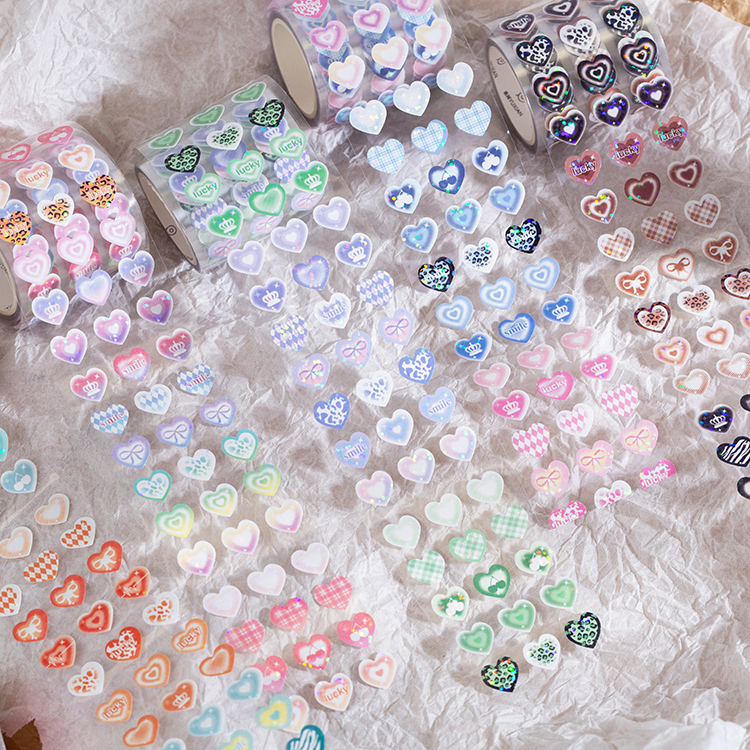 Hand Ledger Duct Tape Laser Base Material Heart-shaped Whole Cursive and Painting DIY Decorative Teenage Girl Hearts Die Cut