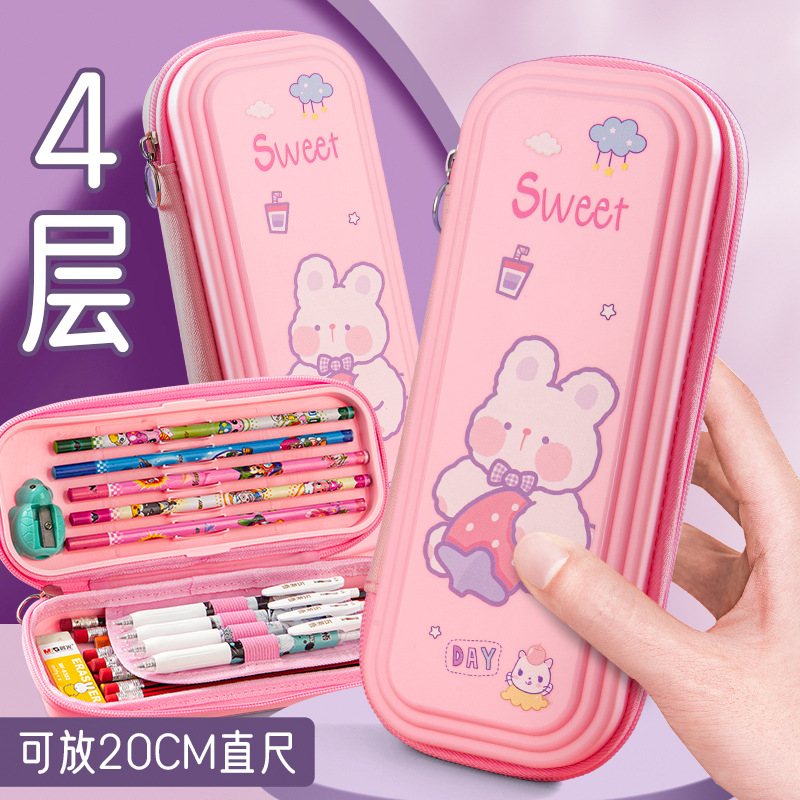 Primary School Student Pen Bag Female Multifunction Cartoon Pencil Case Cute First Grade Large Capacity Lead Pencil Case Kindergarten Boy