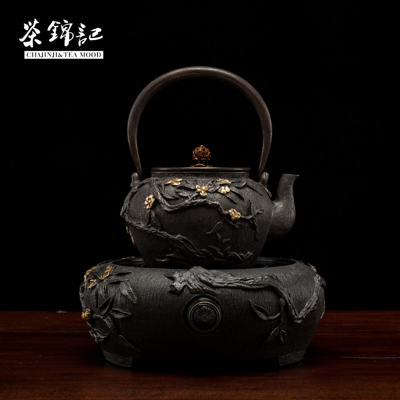 Tea Brocade Iron Pot Cast Iron Tea Boiling Kettle Boiling Tea Machine Tea Dao Old Iron Pot Black Crystal Stove Tea Set Tea Set Tea Set