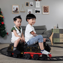 Yuecheng genuine small train toy track set can sit on people electric steering wheel story light music 2-3 years old 4