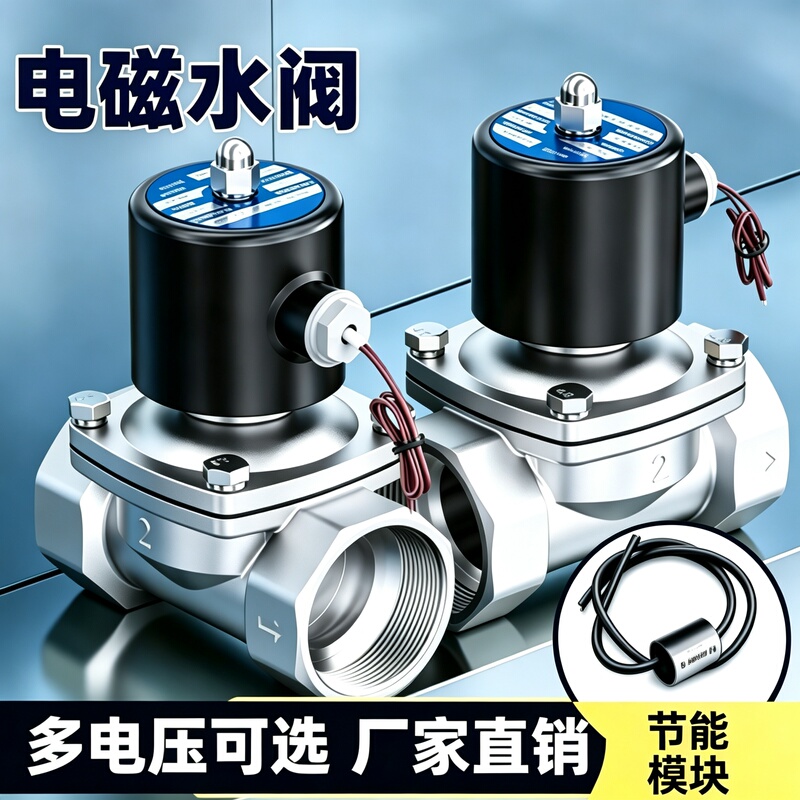 2W Normally Closed 304 Stainless Steel Solenoid Valve for Water and Gas, Universal Solenoid Water Valve Ac220V Dc24V