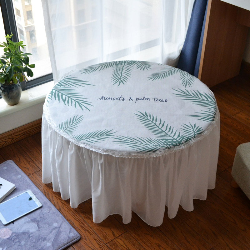 Small round coffee table Tablecloth round Nordic fabric Retro balcony coffee table cover net red small round table Household simple