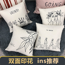 Simple Nordic sofa pillow case without core ins Wind cotton linen 60x60 living room 50x50 square 40x40