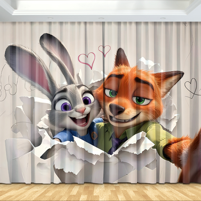 Zootopia Judy Rabbit Nick Fox Blackout Curtains Anime Bedroom Children's Room Bay Window Cartoon Curtains Zootopia Judy Rabbit Nick Fox Blackout Curtains Anime Bedroom Children's Room Bay Window Cartoon Curtains
