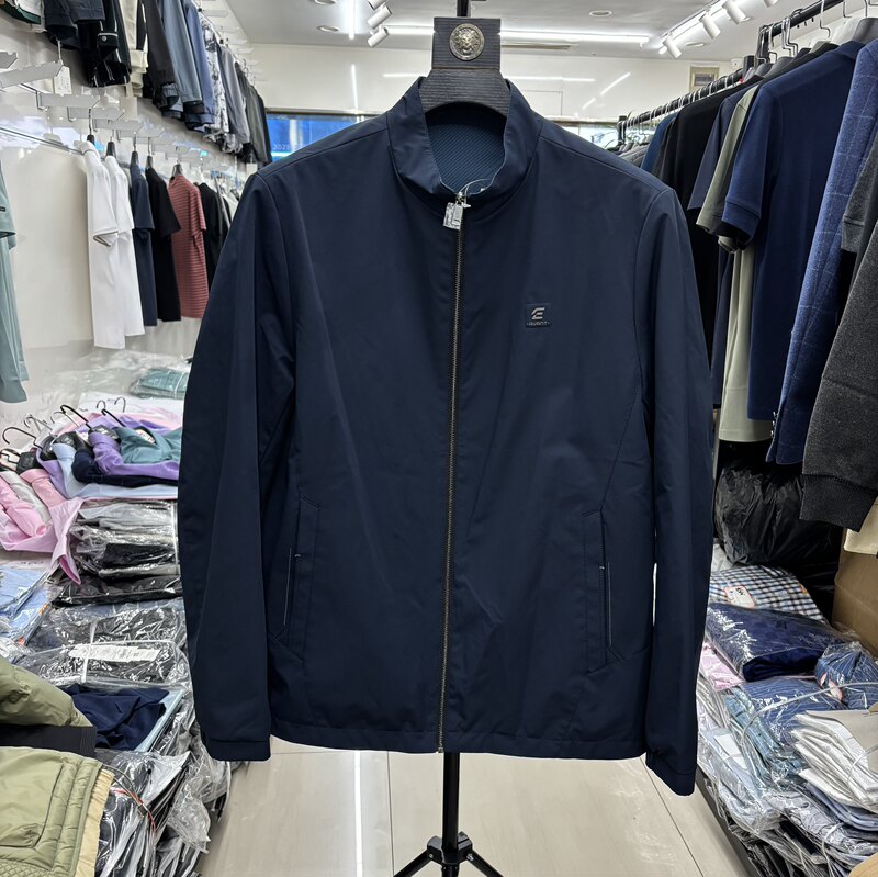 H Brand! Reversible! Double-Sided Jacket for Men, Spring and Autumn Style, Stand Collar Jacket
