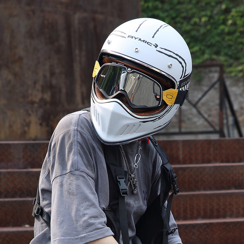 RYMIC locomotive full helmet electric car helmet men and women locomotive personality cool four seasons Harley summer retro helmet