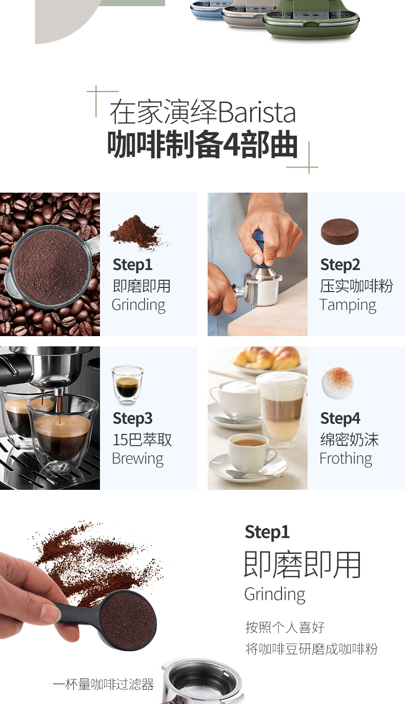 Máy pha cà phê bán tự động Delonghi / DeLong + máy nướng bánh mì nướng / máy nướng bánh mì kiểu retro - Máy pha cà phê máy espresso