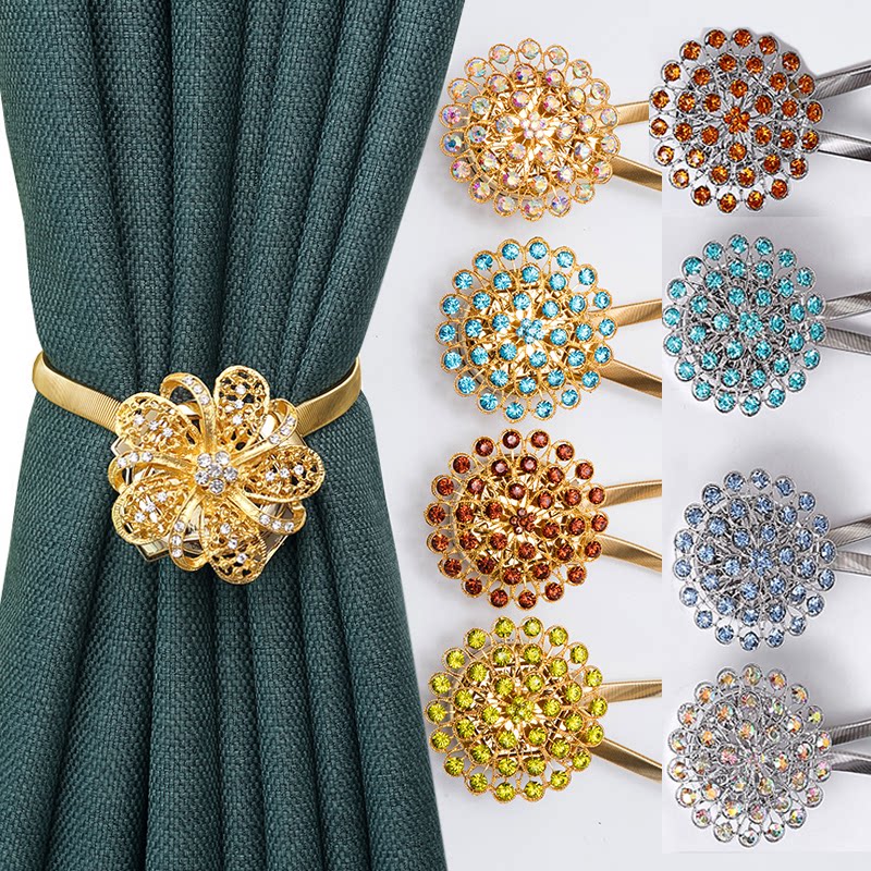 Curtain buckle strap accessories Magnet European-style hook Luxury wall hook A pair of pull rope free hole curtain strap rope