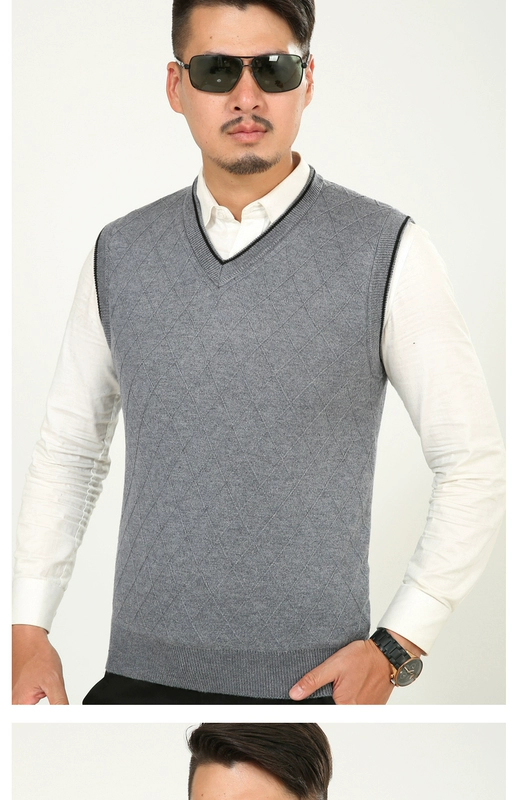 Woodpecker áo len mùa đông vest nam cộng với nhung dày ấm áp đan áo len cổ chữ V áo vest len nam