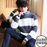 Mùa thu và mùa đông nam cổ cao xu hướng áo len nửa cổ cao dày Phiên bản Hàn Quốc của áo len nam áo len lỏng lẻo áo khoác nam