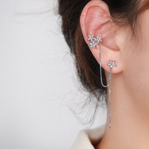 Flowers Long-flow Sueared Ear Bone Clip One-piece Micro Inlaid Zircon Superior Temperament Personality Small Crowdwear Woman
