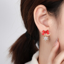 Korean Butterfly Knot Snowflake Earrings 2022 New Earlids STYLE TEMPERAMENT NET RED SMALL CROWNED AUTUMN WINTER NEW YEAR EAR ACCESSORIES