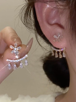 High level Sensation Flowers Suzircon Stone Ear Nail Woman Two Wear Style Light Lavish Minimalist Retro Earrings Lukewarm Ear Pendant