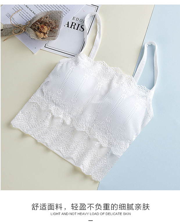 Tube top đồ lót nữ ngắn đoạn gợi cảm thu thập bọc ngực loại chống đi chạm đáy vẻ đẹp dây đeo ngực pad ren yếm áo bra 2 dây