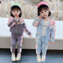 Girls autumn suit 2022 new Korean version of 8-year-old childrens clothing fashionable casual sports net red foreign style two-piece set