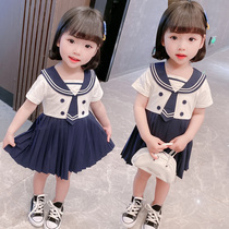 Childrens clothing girls 2022 summer new Korean style foreign style college style childrens skirts childrens baby girls dresses