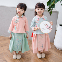 Hanfu girls summer Chinese style new childrens Tang suit retro girl Hanfu suit skirt two-piece skirt
