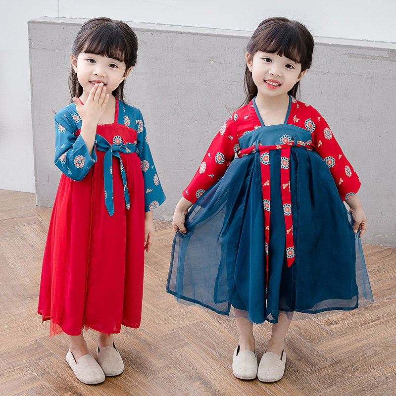 Girls dress summer dress 2022 new children's Hanfu Chinese style foreign style skirt summer children's clothing girl ancient costume