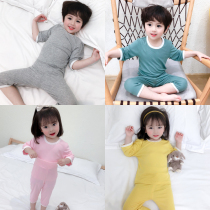 Girls Summer 5 Childrens Pajamas Girls Cotton High Waist 3 Years Old Summer Princess Girl Baby Air Conditioning Home Clothes Set