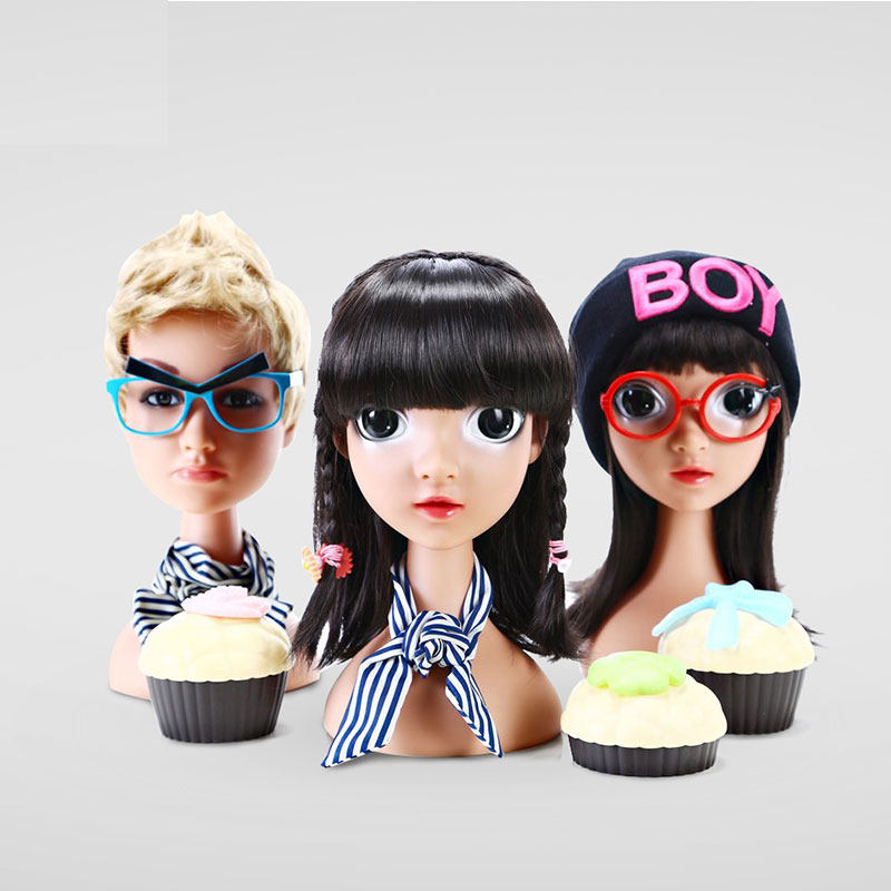 Jiya model head Male and female children children children head table head model practice head Hat scarf display shooting props