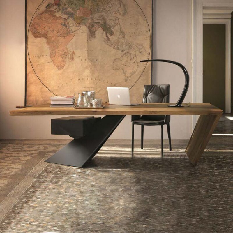 Nordic Loft Solid Wood Computer Desk Creative Desk Retro Industrial Wind Iron Art Owner Table Modern Brief Desk desk