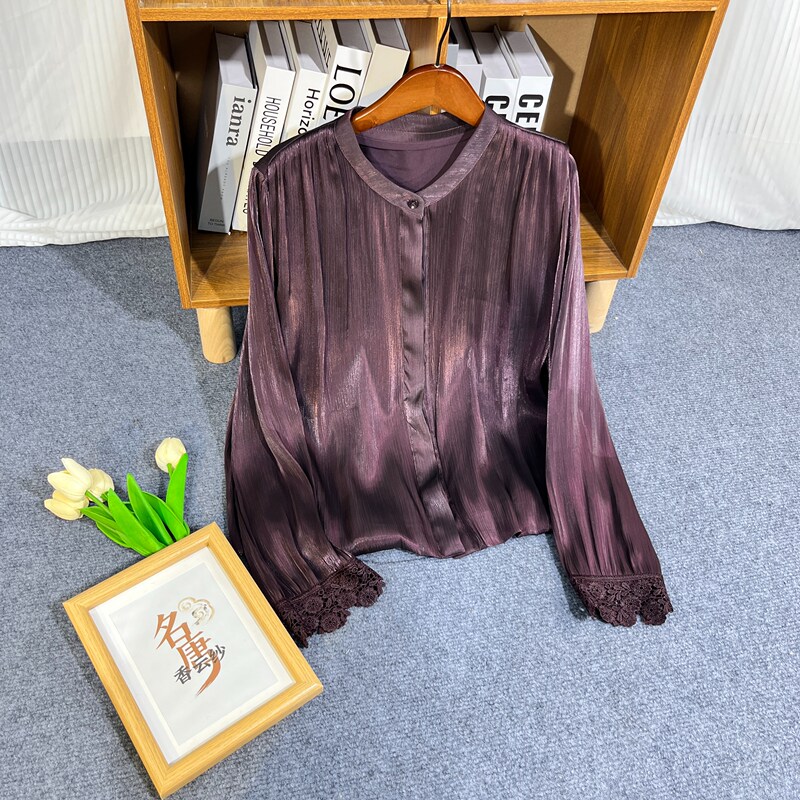 【Luowei-Blouse】Spring and Summer Glossy Satin Loose-Fitting Shirt Top 【Luowei-Blouse】Spring and Summer Glossy Satin Loose-Fitting Shirt Top
