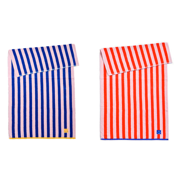[Original Authentic] Smiley Smiley Face Light Luxury Retro Striped Bath Towel Cotton Beach Towel Household Towel