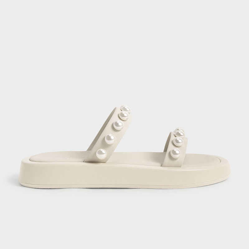 2022 summer new pearl straps open-toe thick-soled sandals and slippers women's ins slim muffin thick-soled slipper