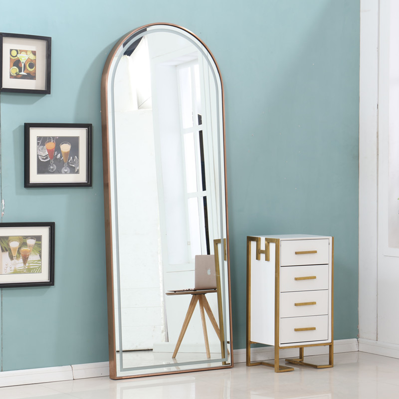 Haircut Shop single-sided wall-mounted double sided floor with lamp mirror hair salon special photo gallery Makeup Full Body Mirror Professional Beauty Hair Mirror