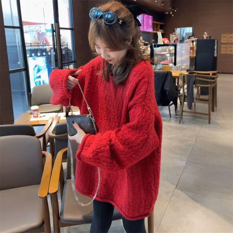 Red Soft and Cozy Plus-Size Sweater for Women, 2026 New Autumn and Winter Stylish Christmas and New Year Knit Top Red Soft and Cozy Plus-Size Sweater for Women, 2026 New Autumn and Winter Stylish Christmas and New Year Knit Top