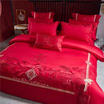 High end imports 160 long suede cotton married four sets of full cotton pure cotton bare sleeping quilt cover with dowry bed supplies
