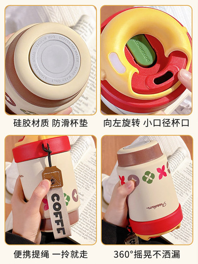 Insulated Cup, Coffee Cup, Water Cup, New Model for Women, Ceramic Liner, 2025 High-Value Cup, Straw Cup, Portable for Office Use