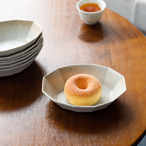 Tans ladles ceramic plates Japanese coarse pottery tableware small plates refreshment plates high-end food sensors original polygonal dessert plates