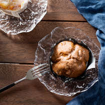  Japanese dessert plate Glass plate Small transparent refreshment plate Household dessert plate good-looking creative tableware irregular