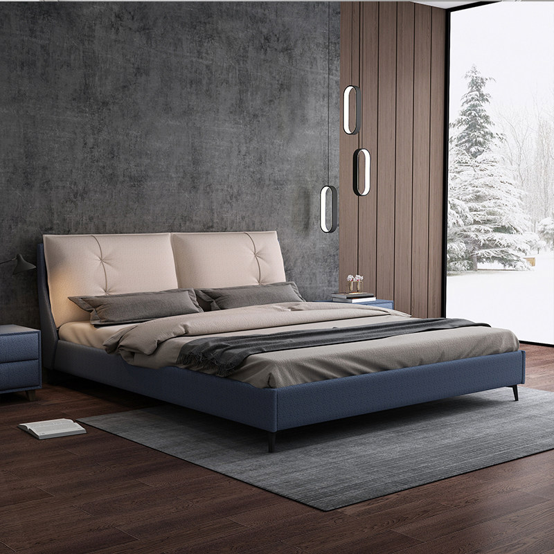 Nordic fabric bed simple 1 8 modern master bedroom double bed small apartment light luxury net red technology cloth bed tatami