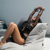 OceanMystery Beach Blouse Womens Bikini Coat Black Slim Holiday Swimsuit