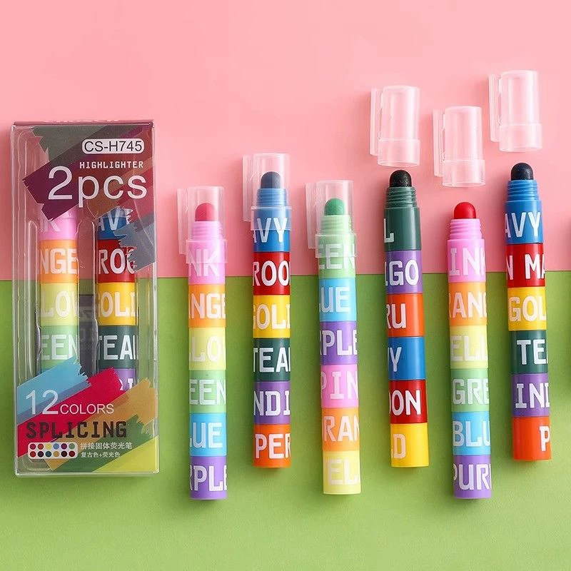 Splicing solid highlighter candy color creative cute note-taking hand account drawing key color marker jelly pen
