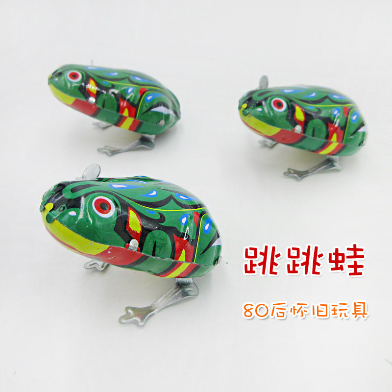Classic children's tin frog after 80 nostalgic clockwork frog toy winding clockwork jumping frog stall gift prizes