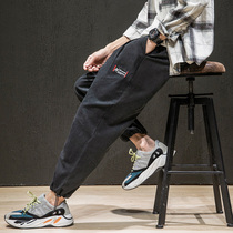 Quick-leg trousers mens lock-shrinking legs empty public-fitting workmans salary trousers bundled legs trendy brand summer nine points and nine points Z leisure soil