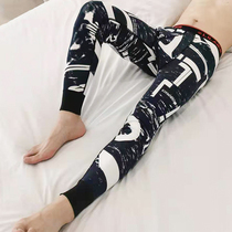 Winter camouflage warm underwear mens fleece thickened underwear lower body single piece tight-fitting bottoming flower long johns Korean style trend