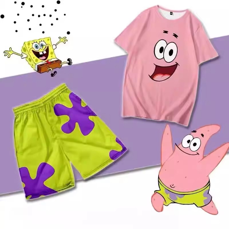 Brand New Summer Casual Patrick Star Short-Sleeve Set Abstract Cartoon Spongebob Squarepants Outfit for Men, Women, Couples, and Children to Wear While Sleeping Brand New Summer Casual Patrick Star Short-Sleeve Set Abstract Cartoon Spongebob Squarepants Outfit for Men, Women, Couples, and Children to Wear While Sleeping