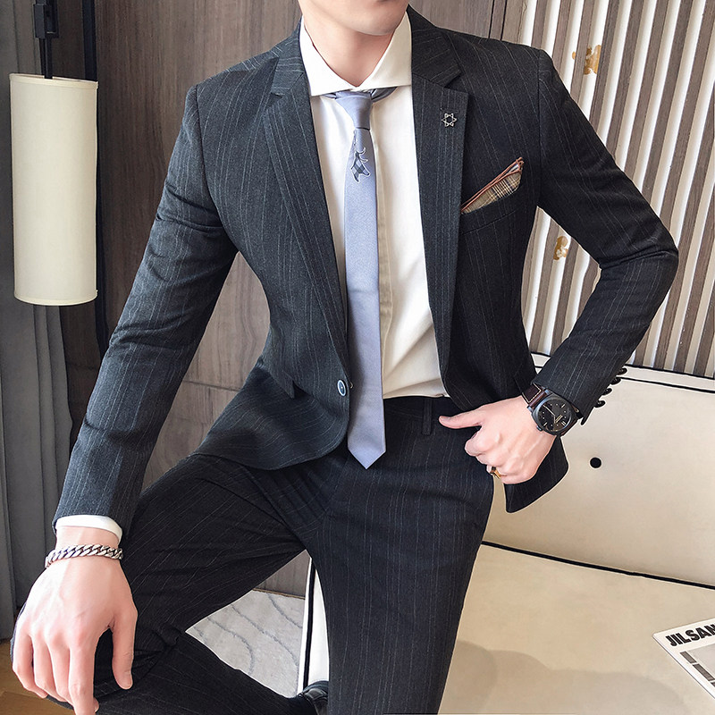 两件套青年男士修身商务宴会小西装P200