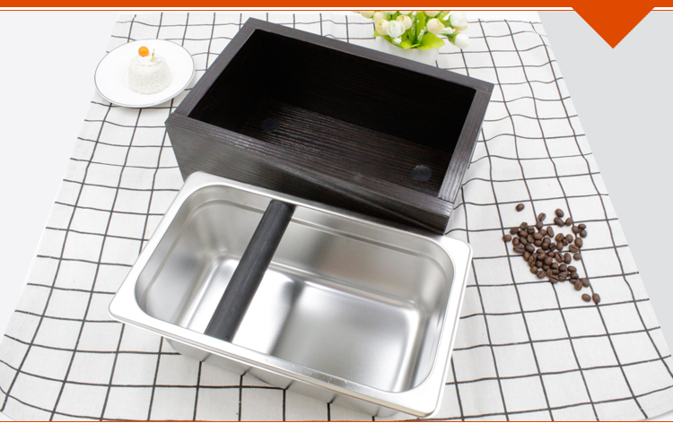 Cà phê bột xỉ thùng thép không gỉ thanh thải hộp máy pha cà phê thiết bị phụ kiện đặc biệt gõ xỉ xỉ thùng gỗ gõ thùng bể dụng cụ pha chế cafe