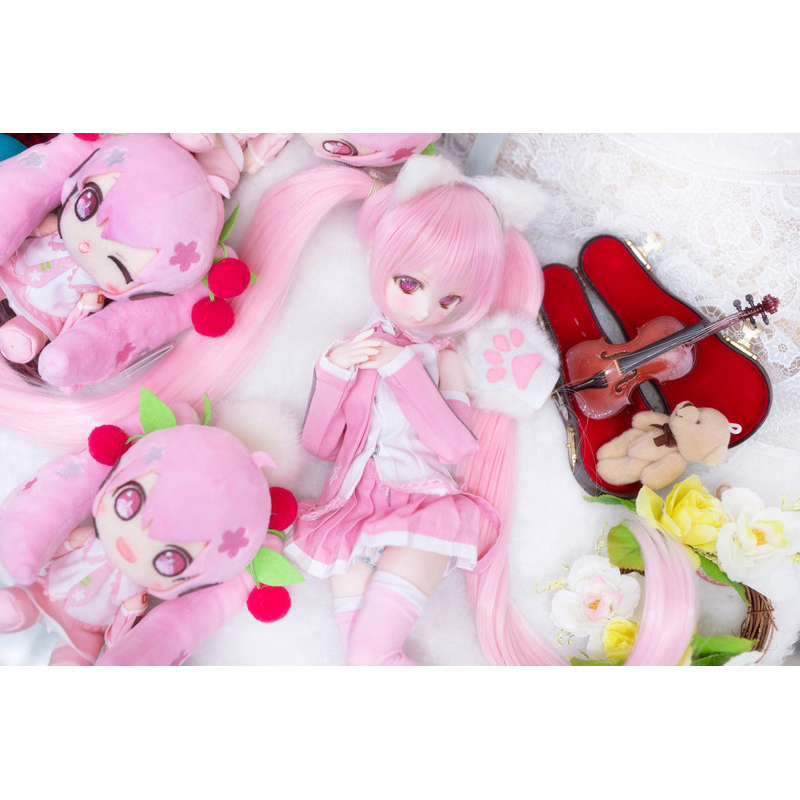 Elvis Squirrel Heat-Resistant Synthetic Hair Sakura Hatsune Double Ponytail High Temperature Fiber Wig Bjd/Mdd/Sd/Dd Wig
