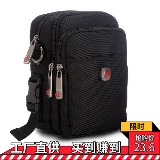 Swiss Army Knife Men's Shoulder Bag Oxford Cloth Wearing Belt Mobile Phone Waist Bag Canvas Sports Casual Men's Messenger Small Bag