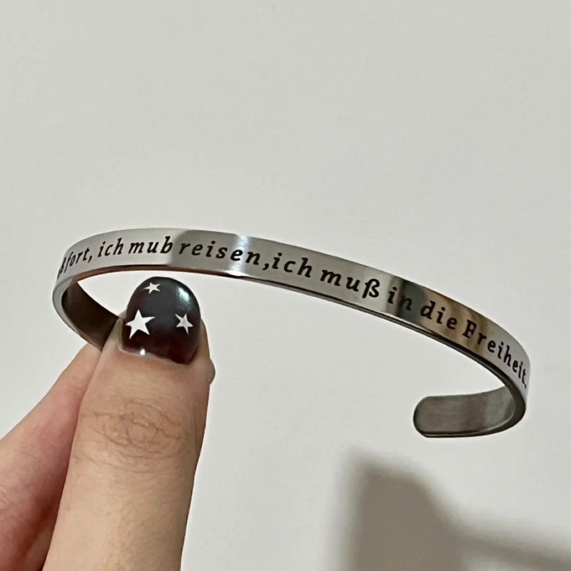 My Heart Must Go Where Freedom Is. Hesse Bracelet, Open Bracelet, Non-Fading Titanium Steel Roman Numeral Bracelet My Heart Must Go Where Freedom Is. Hesse Bracelet, Open Bracelet, Non-Fading Titanium Steel Roman Numeral Bracelet